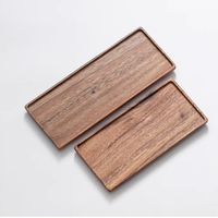Plateau à thé rectangulaire en bois de noyer poli de style japonais moderne, idéal pour la maison, les cafés, et comme plateau jetable pour fruits et gâteaux lors de fêtes.
