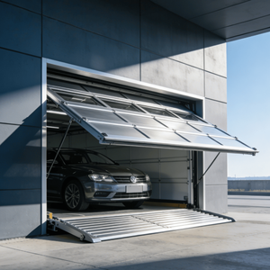 <span class=keywords><strong>Porte</strong></span> <span class=keywords><strong>de</strong></span> <span class=keywords><strong>garage</strong></span> à panneaux inclinables en alliage d'aluminium, ouverture latérale électrique, économie d'énergie, robuste, anti-vent, pour usage commercial - Product Image 1