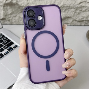 Korean Stylish Magnetic Matte Phone Case for iPhone 16 15 14 13 12 11 Pro Max Plus Simple <b>Lens</b> <b>Protector</b> Shockproof Back Cover - Product Image 4