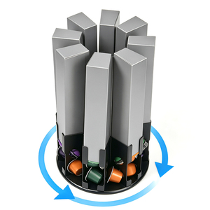 Support de <span class=keywords><strong>rangement</strong></span> rotatif à 360 degrés pour capsules de café <span class=keywords><strong>Nespresso</strong></span> et organisateur de dosettes K-Cup en métal pour cuisine et chambre d'hôtel - Product Image 1