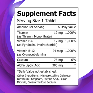 Comprimés de Vitamines B1, B6, B12 OEM ODM avec Acide Alpha-Lipoïque, Thiamine et Calcium pour Soutenir le Métabolisme Énergétique, la Fonction Cérébrale et l'Humeur - Product Image 2
