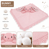 Vente en gros d'usine : Jouets en peluche animaux pour bébés, adorable couverture de confort pour bébé en crochet