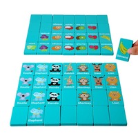 Permainan Rantai Balok Domino Berbentuk Kotak Balok Buah Mainan Kayu Edukatif untuk Anak Usia 4-6 Tahun Puzzle Hewan 40-Piece