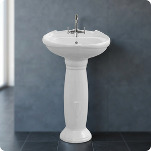 Ensemble de lavabo rectangulaire moderne en céramique avec piédestal complet pour salle de bain, sanitaires inclus - Product Image 5