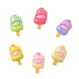 Accessoires en résine rouge vif motif crème glacée de dessin animé pour bijoux DIY, pinces à cheveux, coques de téléphone, gobelets et accessoires de tête - Vente en gros - Product Image 5