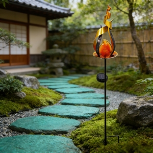 Lampes solaires de jardin Yuandian, nouveau style personnalisé, à LED avec effet flamme, étanches IP65, petites lampes de pelouse en fer pour cour et <span class=keywords><strong>terrasse</strong></span> - Product Image 4