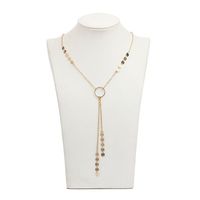 Collier tendance en métal multicouche avec pendentif cercle à sequins et pompon, chaîne de clavicule en alliage, vente en gros