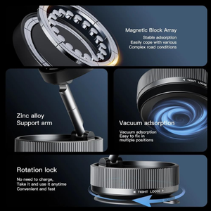 Venta caliente 360 grados giratorio coche soporte para teléfono móvil Flexible alto vacío succión magnética 15W potencia de salida - Product Image 5