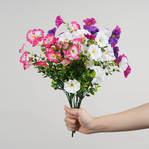 Ramo de Gloriosas Artificiales Greenway, Pétalos de PVC Blancos, Rosas y Morados, Arreglo Floral Decorativo para Interiores - Product Image 1