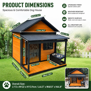 <span class=keywords><strong>Casa</strong></span> de Perro de Madera para Exteriores con Porche, Resistente a la Intemperie, Villa para Mascotas de Madera de Abeto, Caseta Grande para Perros con Techo Aislado de Asfalto, Tamaños L - Product Image 3