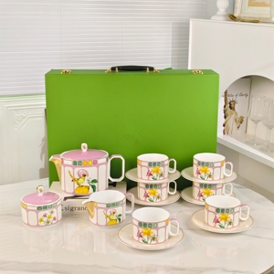 Flower Series Light Luxury European Style 15-Piece Bone China Eco-Friendly Coffee <b>Set</b> for <b>Parties</b> and Weddings - Product Image 5