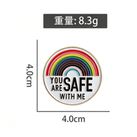 Broche en émail métallique peinte « Tu es en sécurité avec moi » – Thème drapeau arc-en-ciel, badge de revers, bijou, cadeau pour amis LGBT