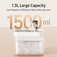 Fontaine à eau automatique pour animaux de compagnie 1,5 L en PP solide, gamelle pour chat et chien avec filtre à eau courante, facile à nettoyer, utilisation intérieure