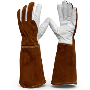 Gants de sécurité en cuir résistants à la chaleur, 14 pouces, manchette droite, anti-chaleur, durables, texture complète, surface lisse - Product Image 1