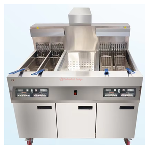 อุปกรณ์ <span class=keywords><strong>KFC</strong></span> หม้อทอดไฟฟ้าแบบตั้งพื้น ร้านอาหารฟาสต์ฟู้ด 12 ช่อง; แผงควบคุมคอมพิวเตอร์  รถเข็นกรองน้ำมัน 4 ถัง ความจุ 56 ลิตร - Product Image 3