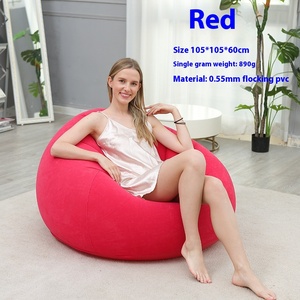 Divano Gonfiabile Pieghevole Moderno a Forma di Pallone da Calcio in PVC Floccato, Poltrona Gonfiabile Relax - Product Image 2