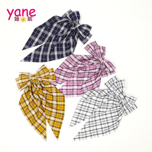 Version coréenne Nouveau Bow Streamer Hairpin Spring Clip Haircard Temperament Lattice Literary Style Girls Ponytail Crown Headpiece - Product Image 3