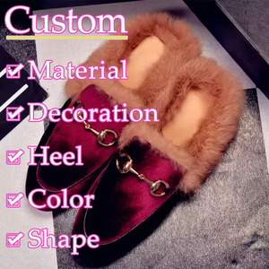 Mocassins plats en peluche personnalisés pour femmes, babouches tendance pour l'extérieur, demi-<span class=keywords><strong>chaussons</strong></span> confortables en vraie fourrure, style mule - Product Image 2