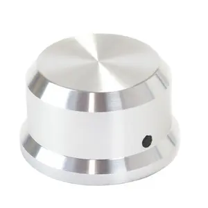 Professional Custom CNC machined various sizes Flat Axis Silver Aluminium Knob for Potentiometer