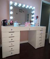 Docarelife pour la chambre à coucher, table de maquillage avec miroir éclairé, interrupteur tactile, en bois, pour la maison ou l'hôtel