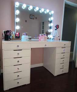 Stock sur NOUS! Docarelife — <span class=keywords><strong>coiffeuse</strong></span> de meubles de maison d'<span class=keywords><strong>hollywood</strong></span>, Table de maquillage avec miroir - Product Image 2