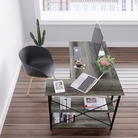 Bureau d'angle en PVC marron en forme de L, table d'étude réglable en hauteur, design moderne, bureau de travail