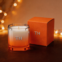 Pot à bougie en verre géométrique carré esthétique à dégradé, personnalisé, 8oz, 12oz, 16oz, pour la fabrication de bougies parfumées, boîte en vrac