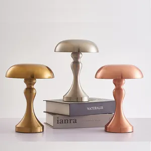 Electroplated Nordic golden mushroom table lamp desk living room dining room bedroom bedside metal LED lamp