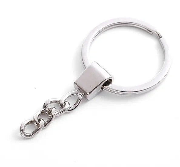 25mm 30mm phẳng Keychain vòng chìa khóa vòng lặp chính với phẳng chia Vòng Kim Cương trượt Móc chìa khóa