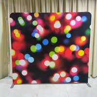 Backdrop Banner Stand Photo Booth 8x8 360 Derajat Desain Gratis, Cocok untuk Photobooth, Dilengkapi 32 Lampu LED, Tanpa Listrik, untuk Acara