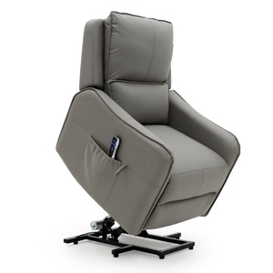 Geeksofa Factory Luxury Grey <span class=keywords><strong>Tech</strong></span> Leather OKIN <span class=keywords><strong>Motor</strong></span> Riser Silla reclinable con auricular LED Asiento eléctrico para ancianos para atención médica - Product Image 1