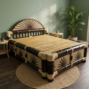 Premium Quality Easy Modern King <b>Size</b> Natural Bamboo European Design Light Luxury <b>Bed</b> for Home Hotel and Resorts - Product Image 3