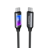 Kabel Data Pengisian Cepat YooKiE CB111 60W 5A USB-C ke USB-C dengan Jalinan Nilon RGB, Konduktor Tembaga Murni untuk Ponsel dan Power Bank