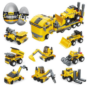 52-55pcs Egg Pack Petit Bloc De Construction En Plastique Bricolage Ville Construire Camion Construction Jouet Voiture - Product Image 1