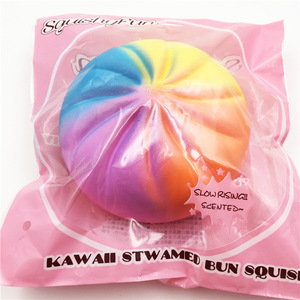 Precio al por mayor Juguetes Squishy de rebote lento de colores arcoíris, Kawaii Squishy Bun, Squishy Dumpling, Bolas antiestrés de PU - Product Image 5