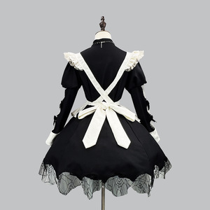 Dark Gothic Lolita Maid Dress Long Sleeve Black Lace Cosplay Costume Puffy Princess Style Fall 2025 Street Fashionista - Product Image 3