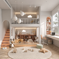 Ensemble de meubles de chambre d'enfant en bois écologique de conception scandinave personnalisée, lit superposé, armoire, bureau d'étude, rangement