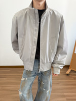 Blouson Bomber Homme Col Montant Entièrement Zippé Coupe Ample Décontracté Couleur Unie Léger pour Usage Quotidien