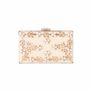 Bolso de Mano Elegante de Moda India para Mujer, Bolso de Noche de Lujo con Bordado de Hilo Dorado en Satén y Metal para Bodas - Product Image 1