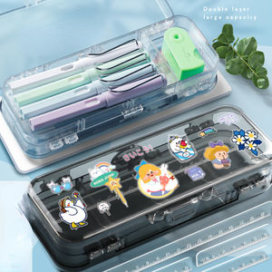 透明双层亚克力铅笔盒防水学校文具塑料材质新型实用 - Product Image 2