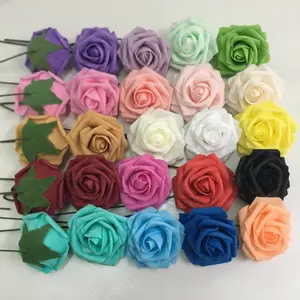 22 Colors 8cm Large Foam Flower With Stem Valentine's Day Gifts Wedding Decorations Artificial PE Rose