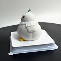 Gâteau Mousse Halal Certifié à la Crème de Fromage Faible en Gras, en Forme d'Oiseau de Dessin Animé, Sucré Naturellement et aux Fruits