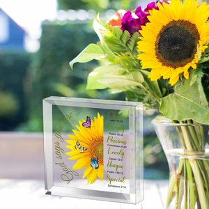 Regalo Motivacional Bíblico de Girasol en Acrílico Transparente Personalizado Moderno - Lavable y Fácil de Montar - Product Image 6