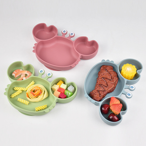 Plato de silicona con forma de cangrejo rojo ladrillo, dividido, con base de succión para alimentación de bebés, diseño de dibujos animados, para niños. - Product Image 5