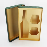 Caja de regalo de vino individual hecha a mano de lujo personalizada diseño curvo de cartón rígido para champán whisky botella de vino tinto esponja en relieve