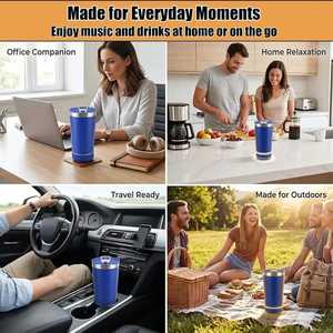 Mug à bière Bluetooth personnalisé avec logo, 16 oz, ouvre-bouteille, gobelet en acier inoxydable, haut-parleur sans fil amovible, lumières LED - Product Image 4