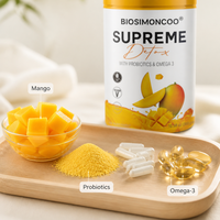 Supreme Detox Powder Probiotik Omega 3 300g Rasa Mangga Pendukung Pencernaan Detoksifikasi Bebas Gluten Vegan Suplemen Diet 12 Bulan