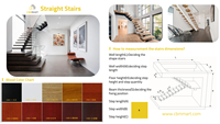 CBMMart personnalisé intérieur droit bois bande de roulement garde-corps en verre moderne escalier flottant escalier avec lumière LED