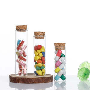 Fiala Tubolare Trasparente in Vetro Borosilicato da 30ml 40ml 50ml 60ml 80ml 100ml con Tappo in Sughero all'Ingrosso - Product Image 1