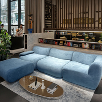 Ensemble de canapés modulaires d'angle en tissu tufté personnalisé par le fabricant avec fonction de compression, design luxueux pour salon et hôtel